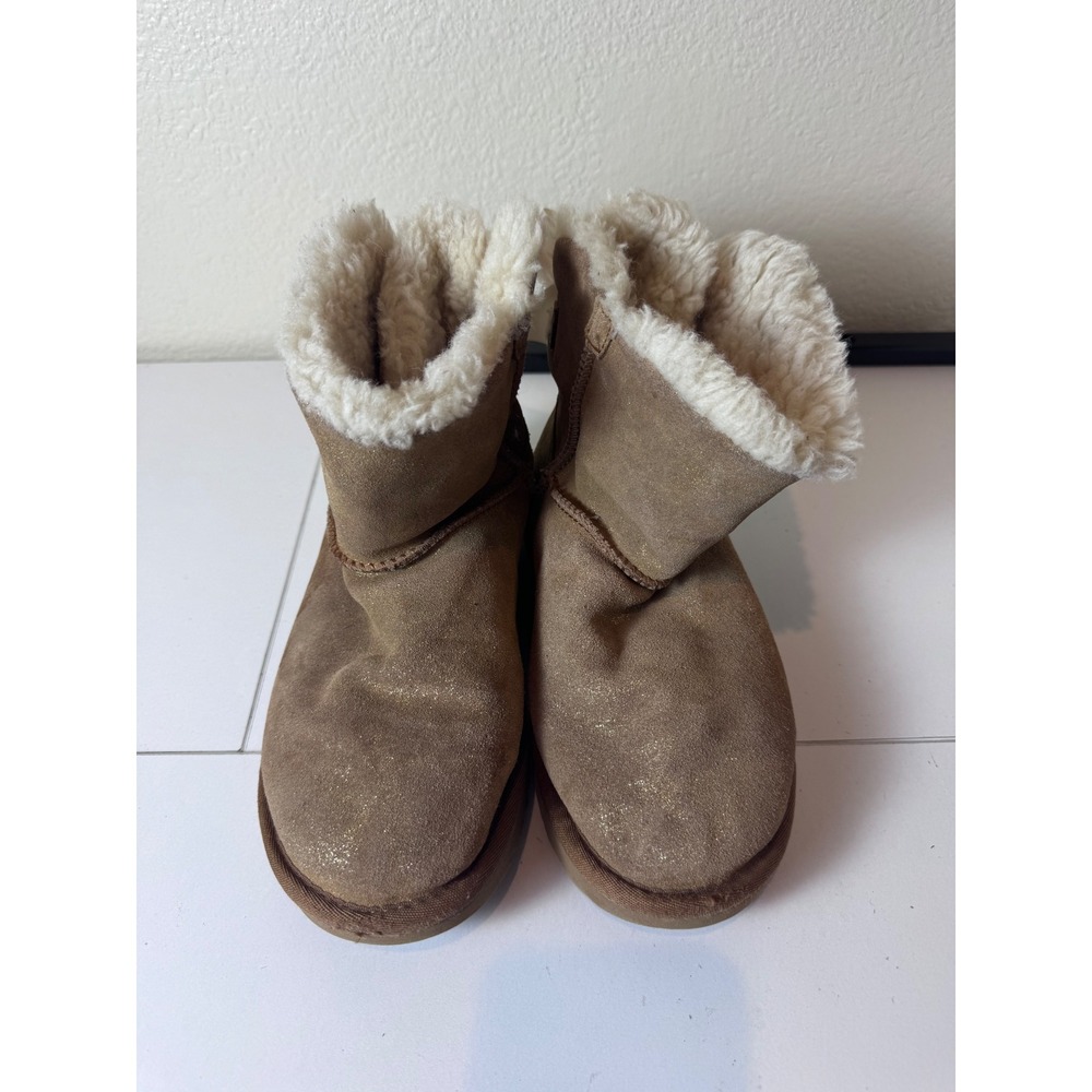 UGG Bailey Bow Glitter Boots Kids Size 5 Brown Shimmer Coquette‎ Minimalist
